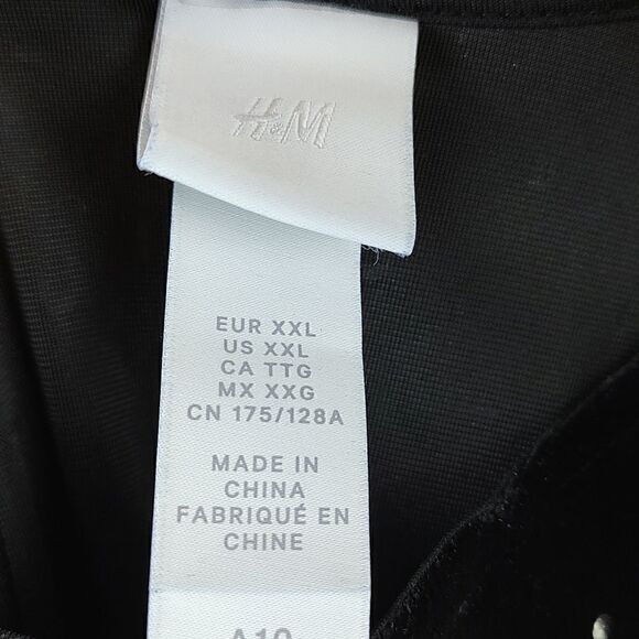 H&M Black Velvet Spaghetti Strap Rhinestone Studded Dress Y2K Size XXL - Picture 2 of 9